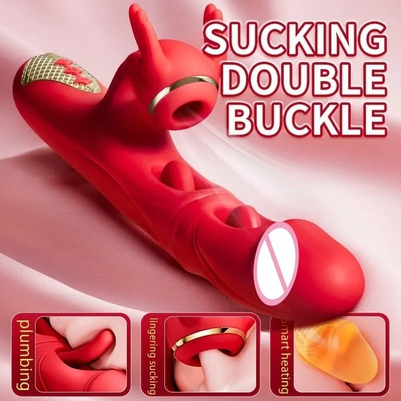 4in1 vibratore vibratore con vibratore per donne riscaldamento stimolatore del clitoride del punto G succhiare massaggiatore vaginale giocattoli del sesso masturbatore femminile — image 2