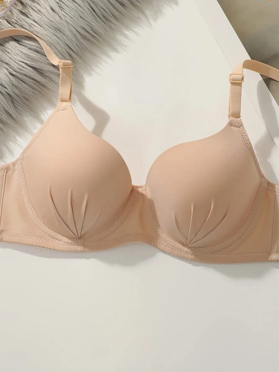 solid color daily 2-piece women's underwear set 3/4 cup paired with sexy thongs simple and comfortable Lingerie B2087 — image 3