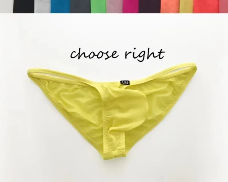 Men's Ultra Low Waist G-String Buttock Briefs Thin Ice Silk Translucent Sexy Underwear Breathable Lightweight Low Rise — image 2