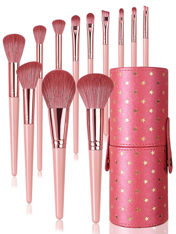 Ensemble de pinceaux de maquillage portables, 12 pièces, pinceaux synthétiques pour fond de teint, poudre, Contour, fard à paupières, Liner, mélange de reflets