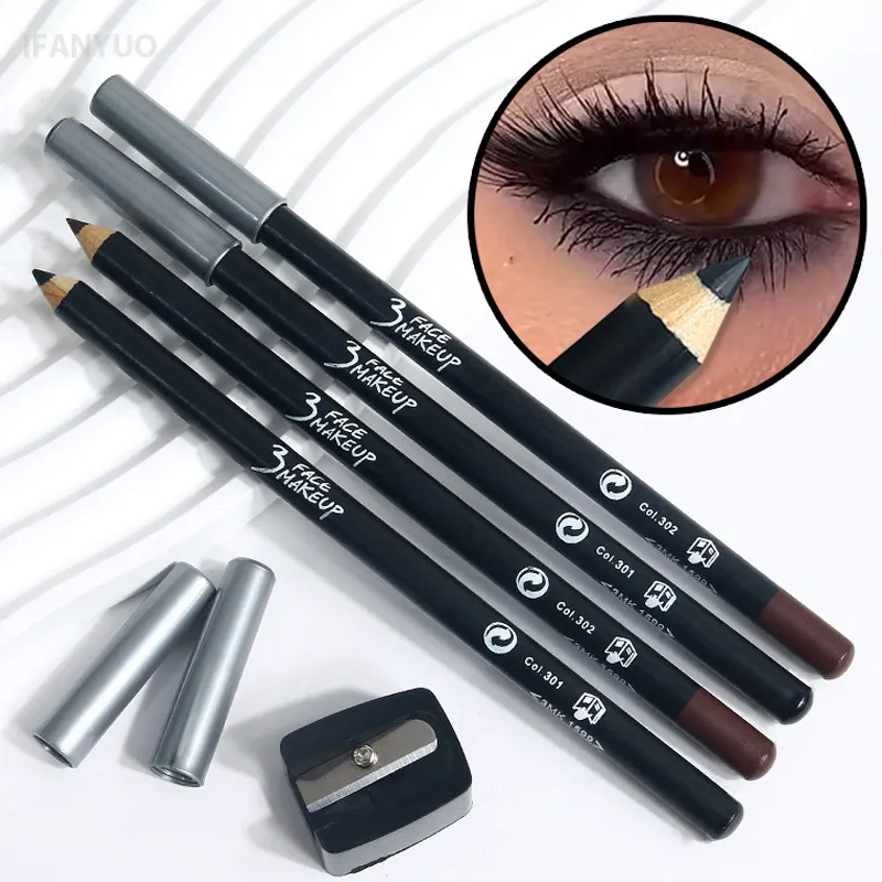 1/12 Stück wasserfester schwarzbrauner Eyeliner-Stift, wischfest, langlebig, anfängerfreundlich, glatt, hochpigmentiert, Punk-Augen-Make-up — image 2