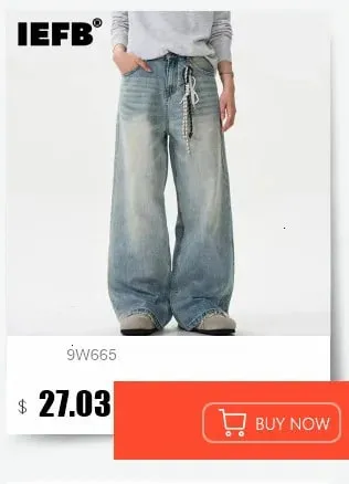 Niche Design Herren-Denim-Hosen, Kettendruck, Kontrastfarbe, Spritztinte, lässig, weites Bein, Vintage, lockere Herren-Jeans 9W4170 — image 9