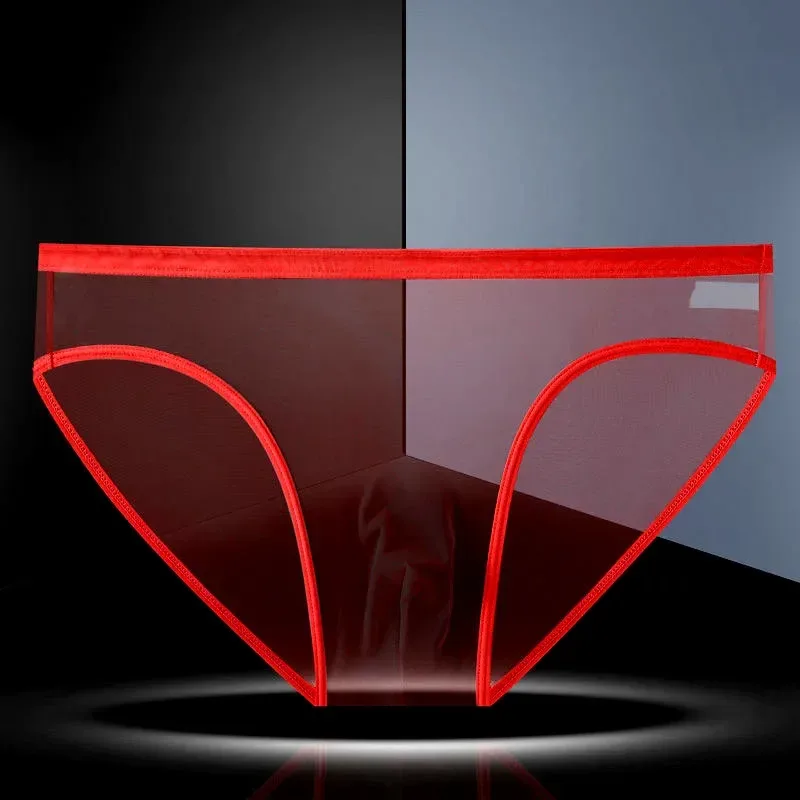 Transparente Unterwäsche Hot Man Pants Ultradünne Perspektive Mid-Rise Male Mesh Slips Homme Höschen Plus Size — image 2