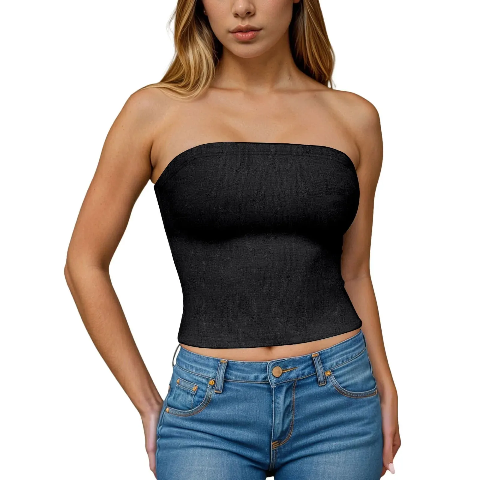 Hauts tubulaires Sexy pour femmes, épaules dénudées, sans bretelles, couleur unie, dos nu, Bandeau, Slim Fit, chemises à bascule, sous-vêtements