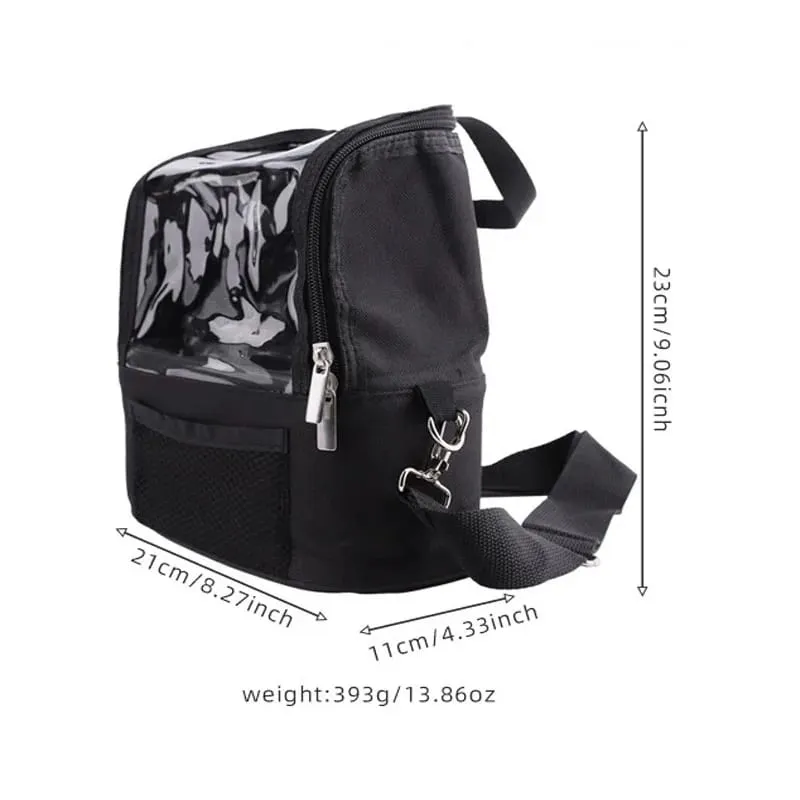 Porte-pinceau de maquillage transparent avec couvercle, sac de rangement pour pinceaux de maquillage de grande capacité, sacs de maquilleur debout avec sangle et séparateurs