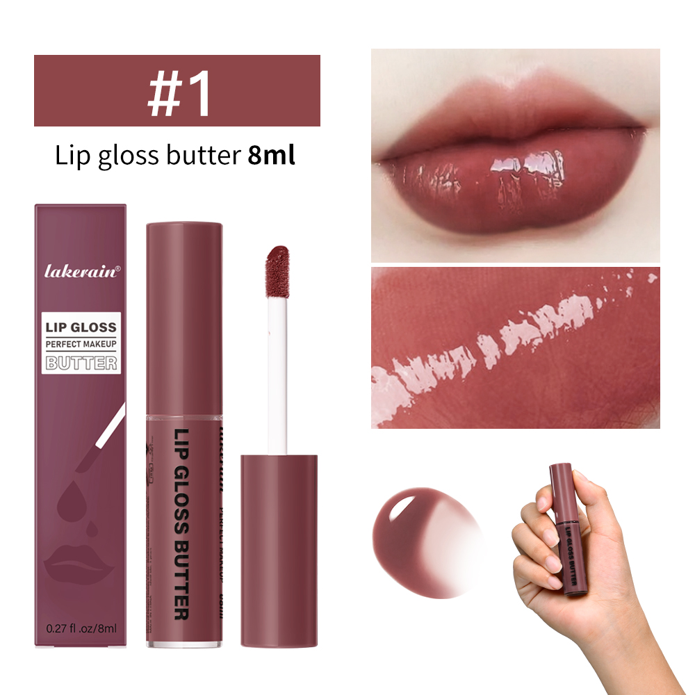 8ml Butter Non-stick Cup Gloss Lip Gloss Moisturizing Mirror Lip Gloss Holdbar farve Lip glaze Dye Lip Liquid Makeup For Damer