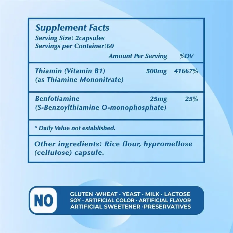 Vitamin B1 Complex - Improves Energy Levels Boosts Metabolism and Supports Nervous System Health — image 3