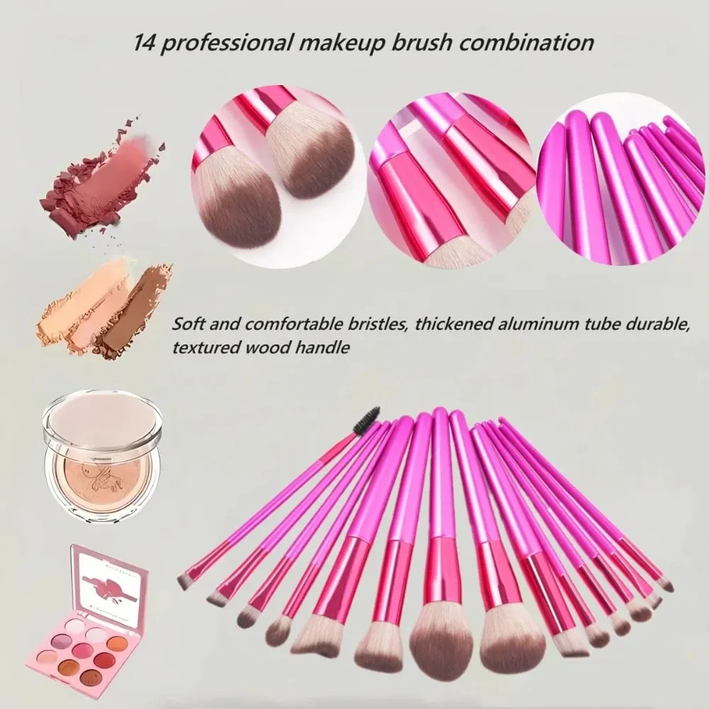 1-14 pezzi Pennelli per trucco Set di strumenti Kit di strumenti per pennelli per ombretto Eyeliner Pennelli per cosmetici Maquiagem Morbidi per la pelle — image 3