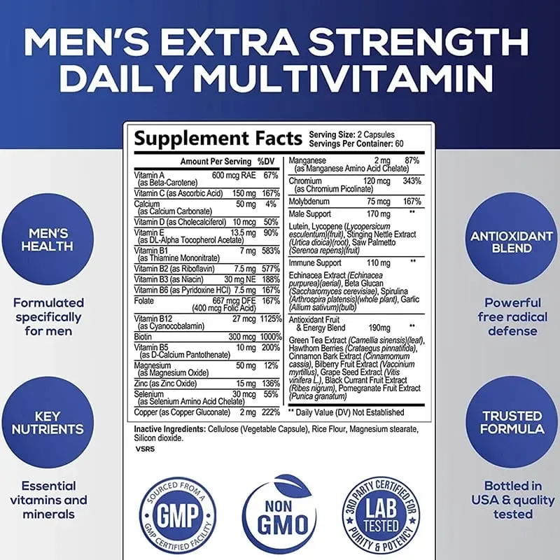 Men's Daily Multivitamin Supplement - Provides Cognitive Brain Health Energy and Stamina and Muscle Mass — image 2