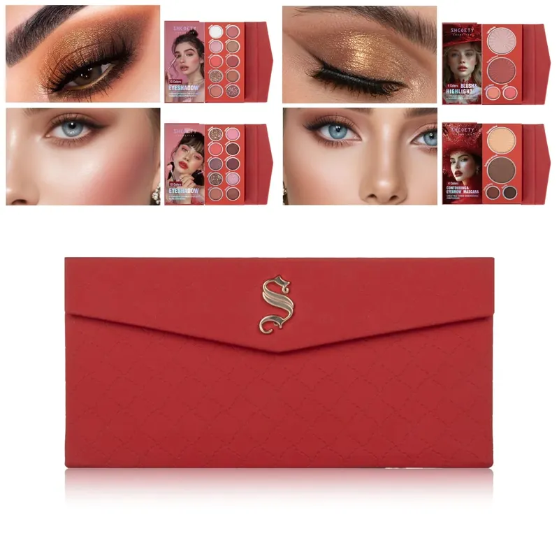 Palette de maquillage pliable de style portefeuille | Fard à paupières Blush Surligneur Contour Compact pour les voyages et un usage quotidien — image 2