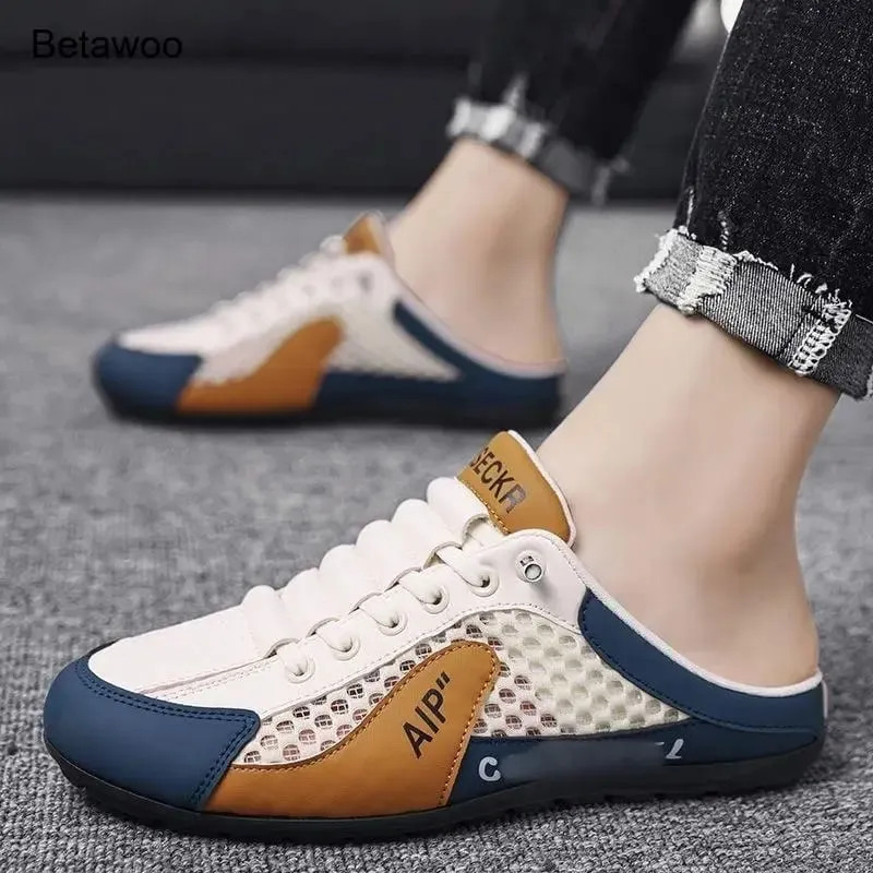 Wsuwane trampki bez pleców dla mężczyzn Oddychające buty na co dzień z siateczki — image 5