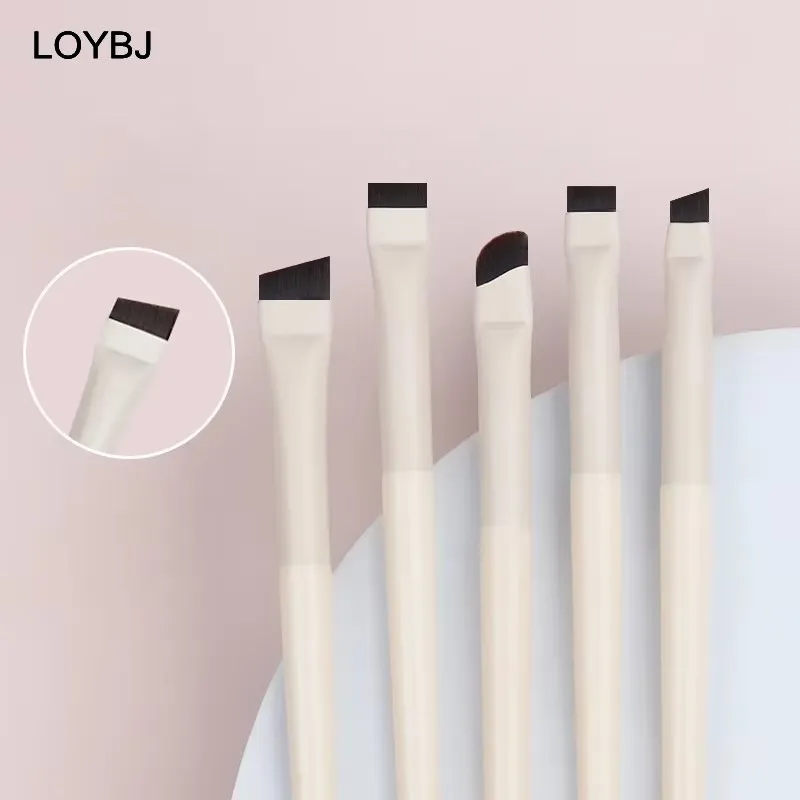 Upgrade Blade Sada štětců na oční linky Ultra tenký jemný úhlový plochý štětec na obočí pod očima Přesné štětce na detaily Ivory — image 3