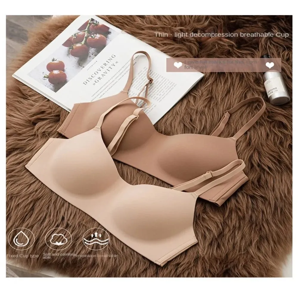 Soft Comfort Trådlös BH Tunn Cup Elastiskt Material Push Up BH Elastisk Samlad Design Sömlös BH Underkläder Skönhet — image 4