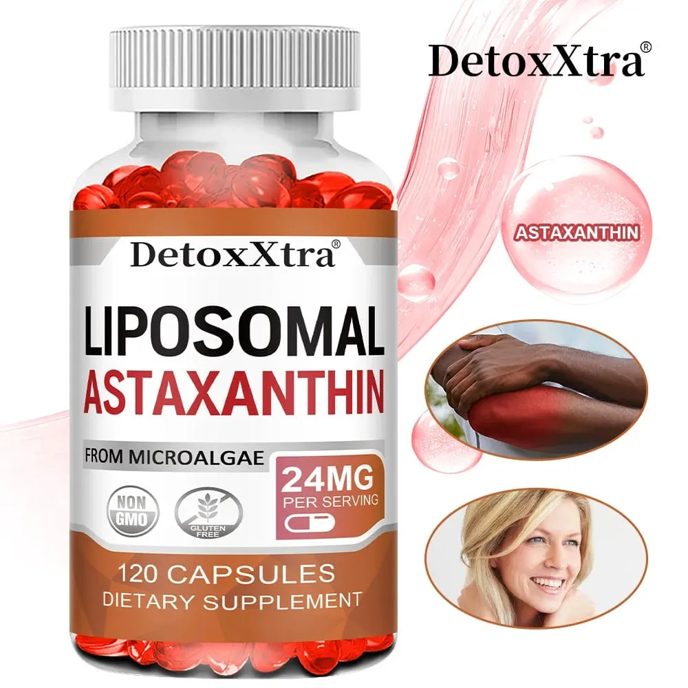 Liposomal Astaxanthin Supplement 24 MG Antioxidant Stronger Than VIT C Support for Cardiovascular Gut Skin + Eye Health — image 1