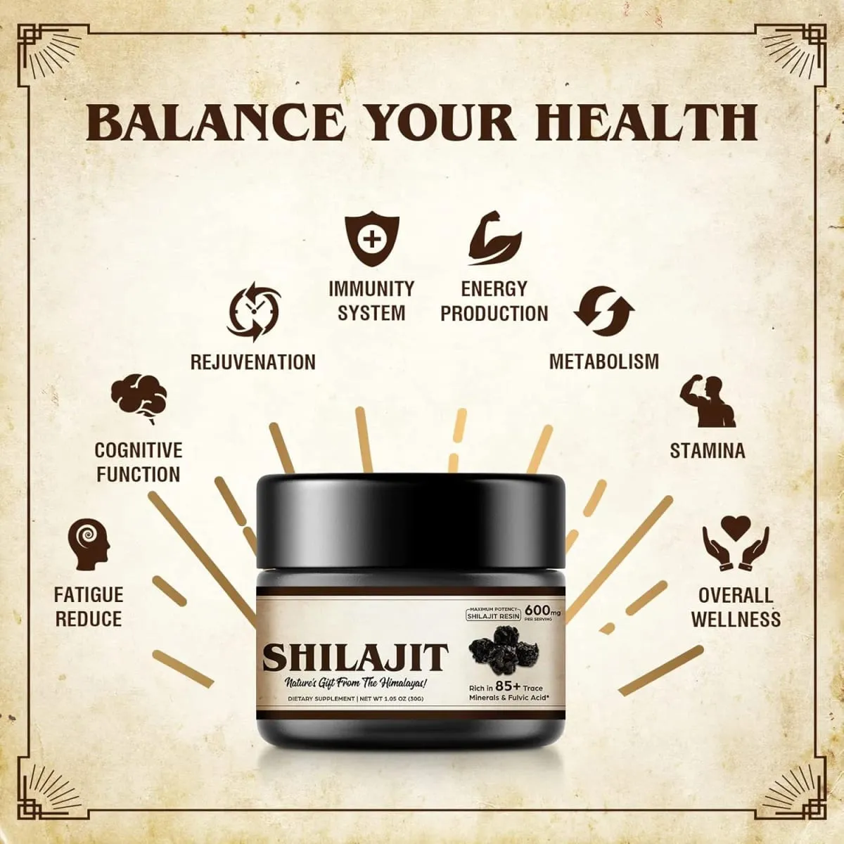 Organic Shilajit Pure Himalayan Organic Shilajit Resin with 85+ Trace Minerals & Fulvic Acid for Energy Immune Support - 600mg — image 2