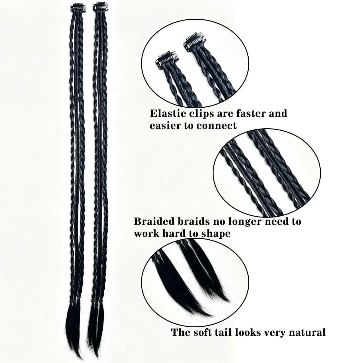 2PCS Synthetische 22"26" Clip In Zöpfe Haar Extensions Geflecht Pferdeschwanz Haarteile Geflochtene Haar Clip Auf Zöpfe für Frauen Tägliche Party — image 4