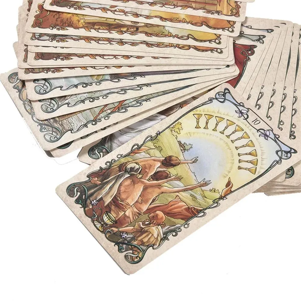Kad Tarot Mucha Permainan Kad Dek Tarot Mainan Kad Ramalan Tarot Papan Panduan Ramalan — image 5