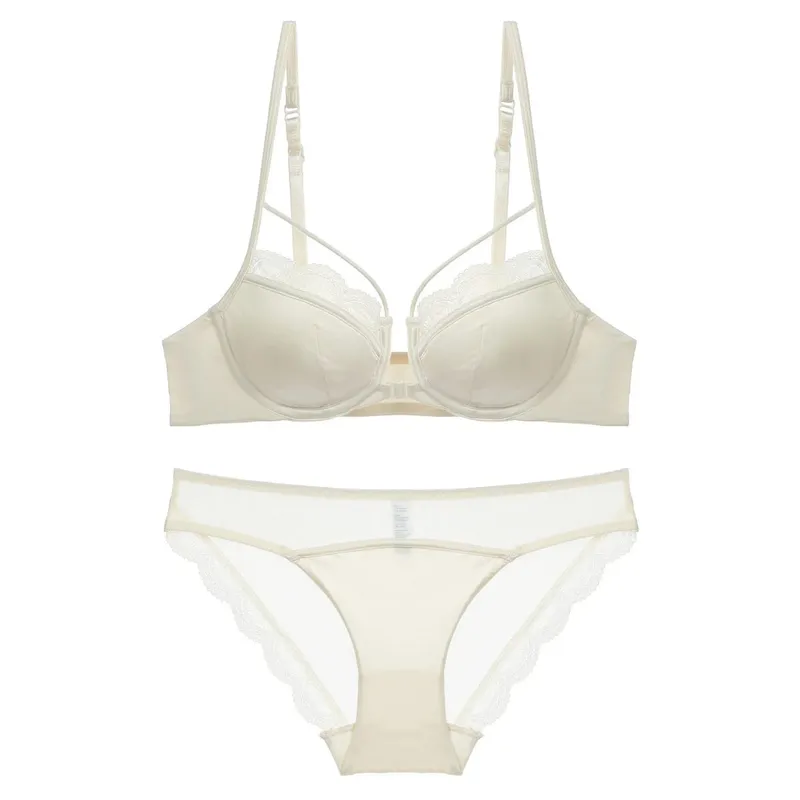 Mỏng Mịn Cúp Trước Đóng Cửa Áo Ngực Quần Đùi Bộ Quần Lót Viền Ren Push-Up Hở Lưng Áo Ngực Nữ Áo Gợi Cảm quần Lót Nữ