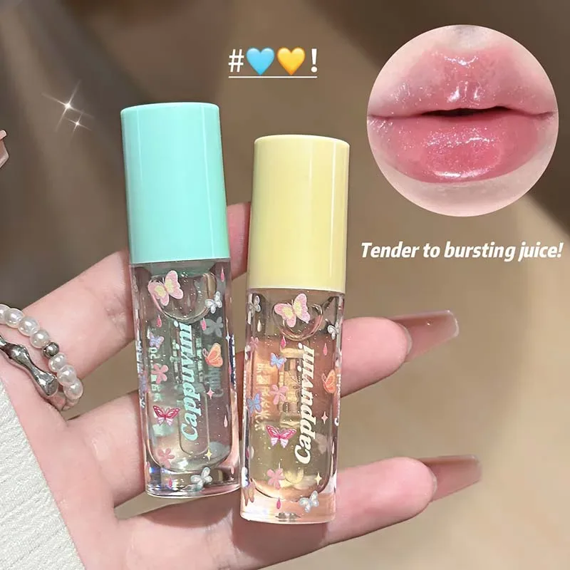 Pelembap Air Lip Gloss Ringan Berkilau Transparan Jeli Cermin Lip Glasir Jernih Hidrasi Menepuk-nepuk Lip Gloss Riasan — image 3