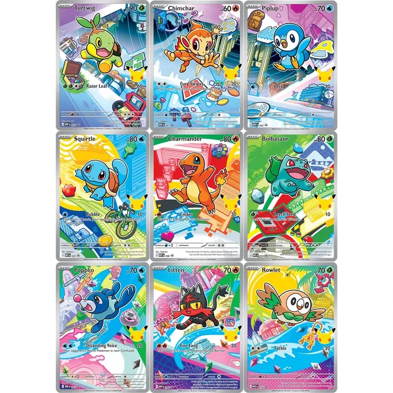 Carte da collezione fai-da-te 30esimo Charmander Bulbasaur Squirtle Carta singola fatta da sé Gioco classico Giocattolo regalo di carte anime