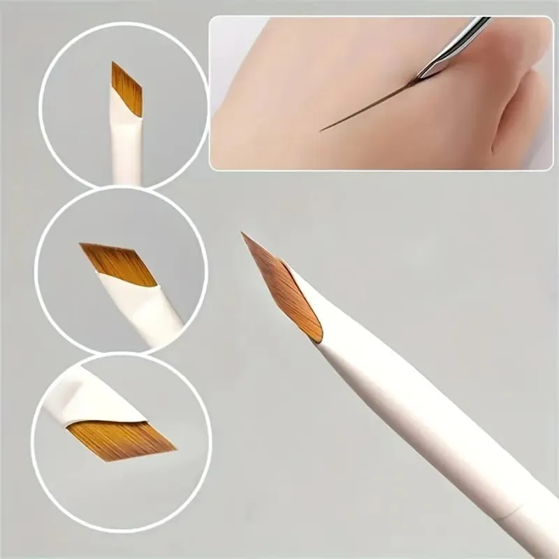 1-teiliges weißes Porzellan-Präzisionswinkel-Eyelinerstift- und Augenbrauenpinsel-Set – Nylonpinsel, geeignet für alle Hauttypen — image 1