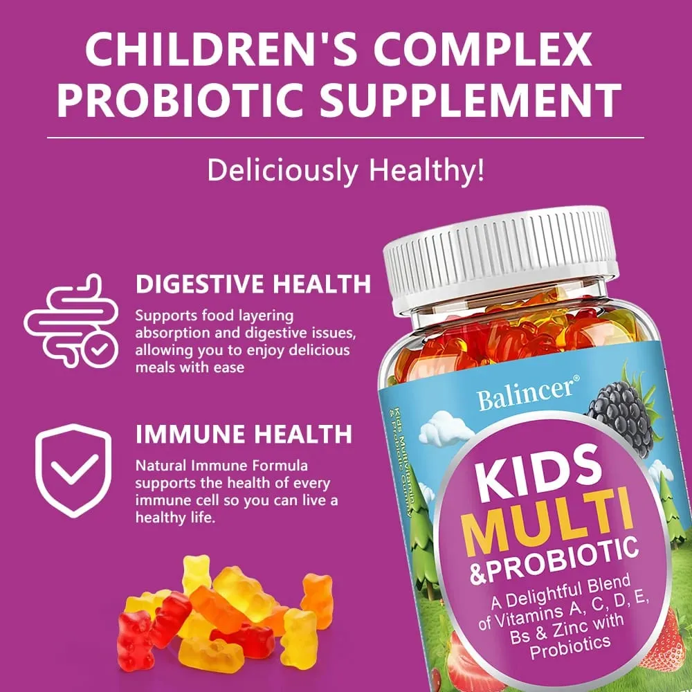 Gummies วิตามินรวมสำหรับเด็กออร์แกนิกพร้อมวิตามิน A C D E สังกะสีโปรไบโอติกส่งเสริมการย่อยอาหารและช่วยเพิ่มภูมิคุ้มกัน — image 4
