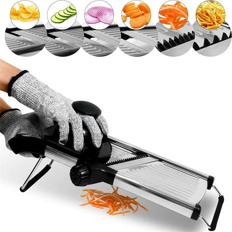 Mandolina regolabile Affettatrice in acciaio inox Affettatrice per verdure per patate Pomodoro Cipolla Carota JT213 — image 7