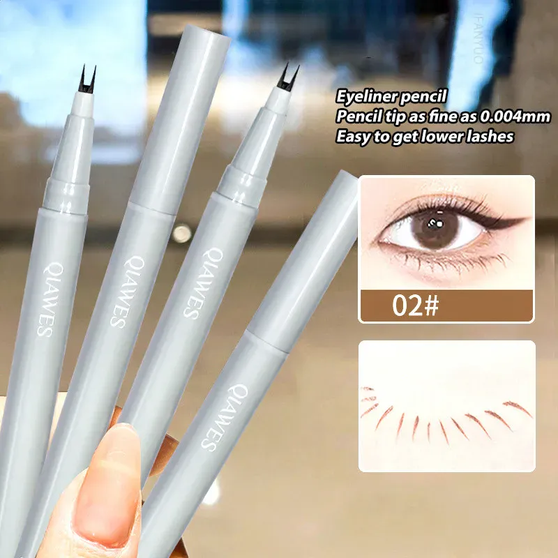 Eyeliner Cair Cakar Ganda Ultratipis 2 Ujung Garpu Tahan Air Pensil Eyeliner Bulu Mata Bawah Cepat Kering Riasan Mata Tahan Keringat — image 4