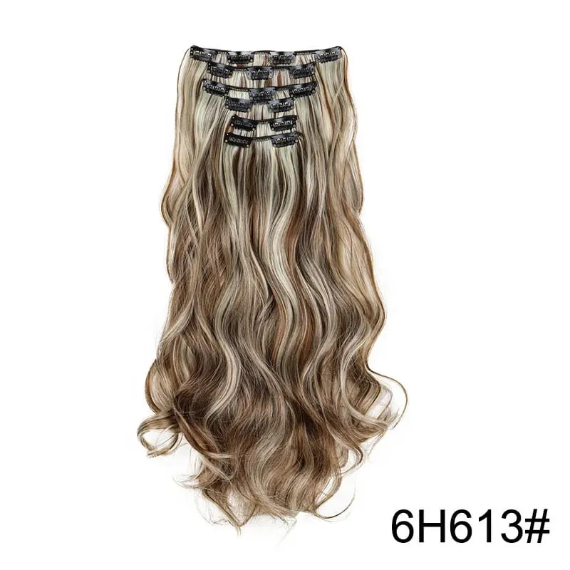 22Inci Sintetik 6pcs/set Sambungan Rambut Kerinting Panjang Tebal Potongan Rambut Lembut untuk Liputan Garis Rambut Pendek untuk Penggunaan Harian Wanita — image 16