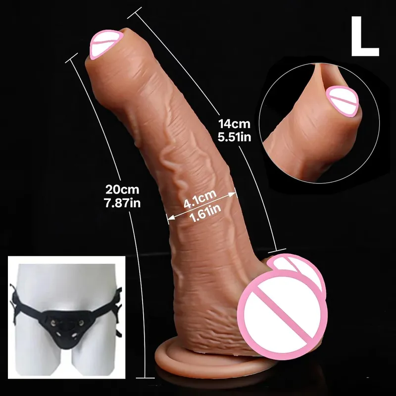 Pas cher doux bite réaliste Strapon gros gode peau sentir petit pénis Double Silicone ventouse bite Gay Anal jouets sexuels hommes femmes — image 9