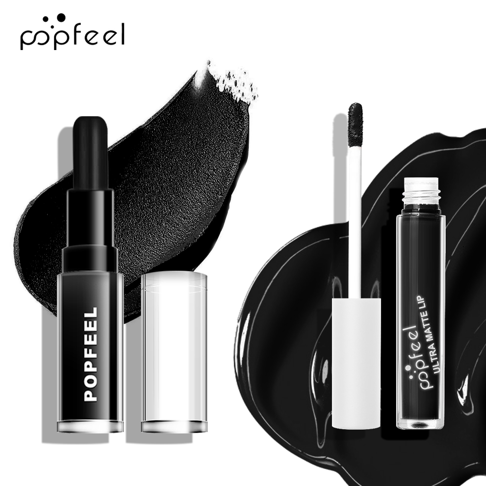 Hallowmas Lip Makeup Kit Black Lip Stick Black Lip Gloss Matte Lip Stick Long Lasting