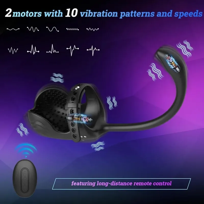 3 In 1 Steker Anal Penggetar Stimulator Noda Testis Cincin Ayam Bergetar Remote Control Mainan Seks Pemijat Prostat Pria untuk Pasangan — image 2