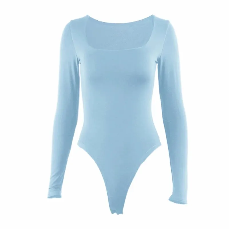Long Sleeve Bodysuits Spring 2025 Square-Cut Collar Solid Bodycon Elastic Romper Sexy Y2k Pambabaeng Damit Fashion Club Party 2520 — image 12
