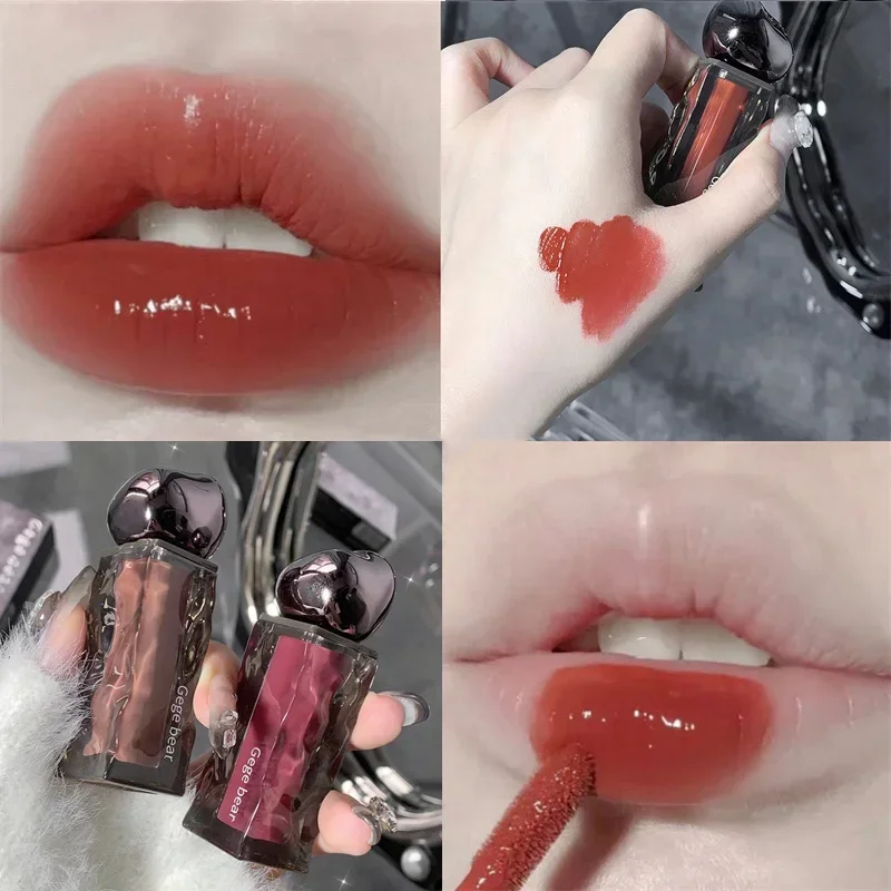 Lipstik Cair Pelembab Lip Gloss Pencelupan Cermin 7 Warna Kosmetik Rias Wajah Alami Korea Pewarna Bibir Merah Tahan Air Tahan Air — image 5