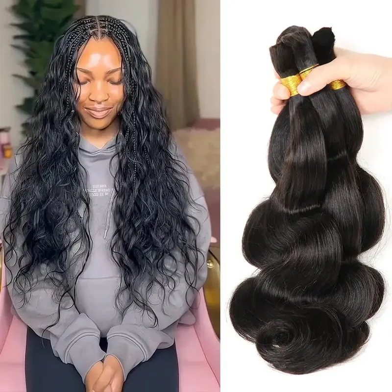 Body Wave ผมจำนวนมากสำหรับ Braiding 50G 100% ที่ยังไม่ได้ต่อผมไม่มี Weft ผมสำหรับ Braids ผมดิบรวมกลุ่มสำหรับผู้หญิง