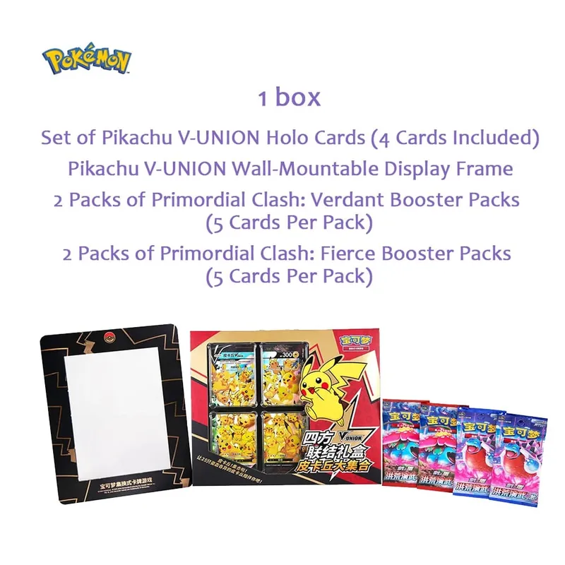 Conjunto de caixa de presente original Pokémon TCG Quartet Coupling V-Union - Pikachu Mew-Two - 100% cartas colecionáveis autênticas — image 2
