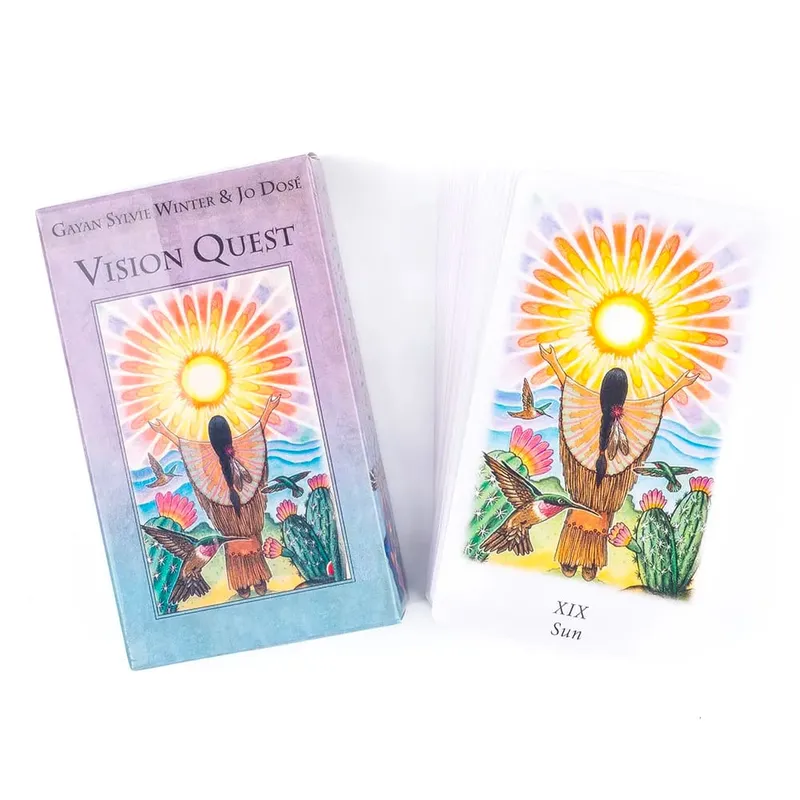 ขายร้อน Vision Quest Tarot 78 ดาดฟ้า 10.3*6 ซม.Fate Divination ไพ่ทาโรต์ FortuneTelling การ์ดเกม Party Board เกม