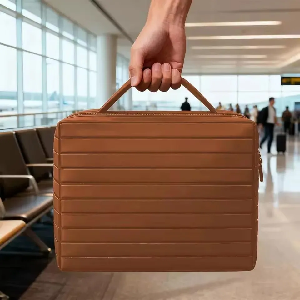 Borsa da viaggio pieghevole per trucchi Borsa da toilette grande impermeabile da appendere Organizzatore cosmetico con scomparti antigoccia per uso del trucco — image 6