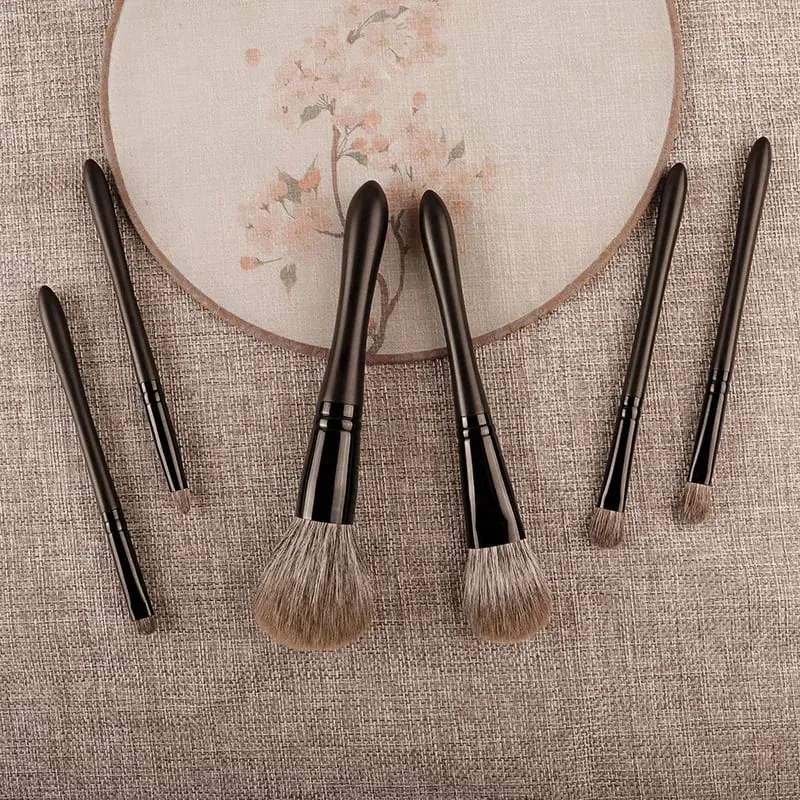 6 pz/set capelli di Volpe Pennelli Trucco Set Fard in polvere Piega Ombretto Dettaglio Liner Ombra Pennelli per trucco Travle siz Manico in Ebano — image 4