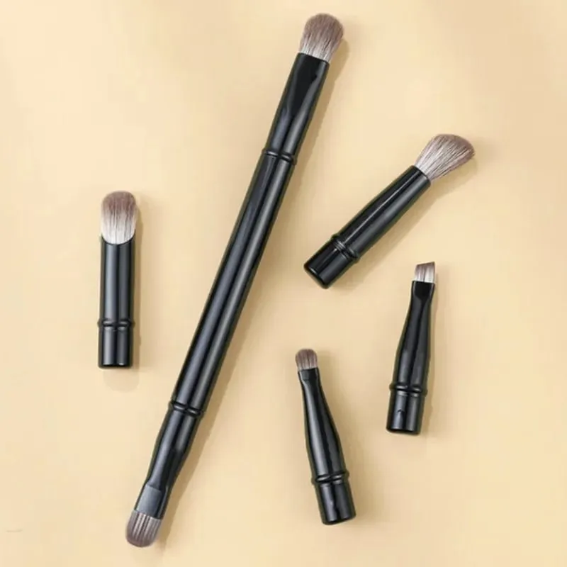 6pcs Portable Mini Makeup Brush Set with Detachable Travel Contour Concealer Brush Eyeshadow Brush and Double-ended Makeup Brush — image 4