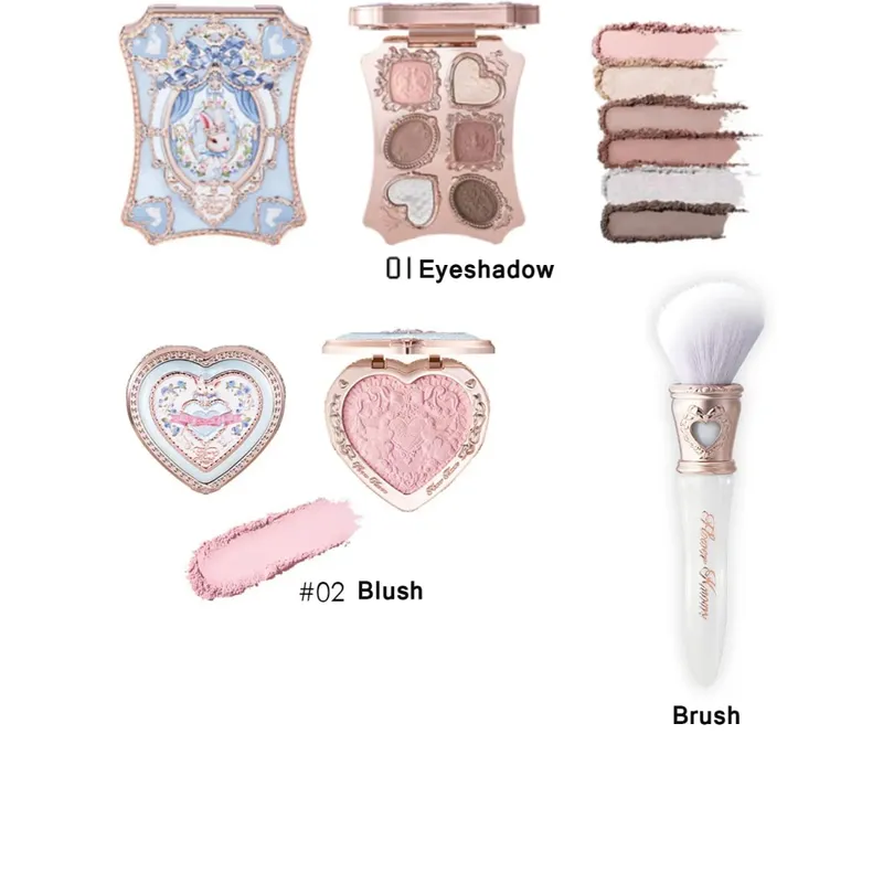 Flower Knows Moonlight Mermaid Series Palette de fard à paupières à paillettes, coquille à haute teneur en pigments, bijoux, Blush, ensemble de pinceaux de maquillage, finition mate — image 7