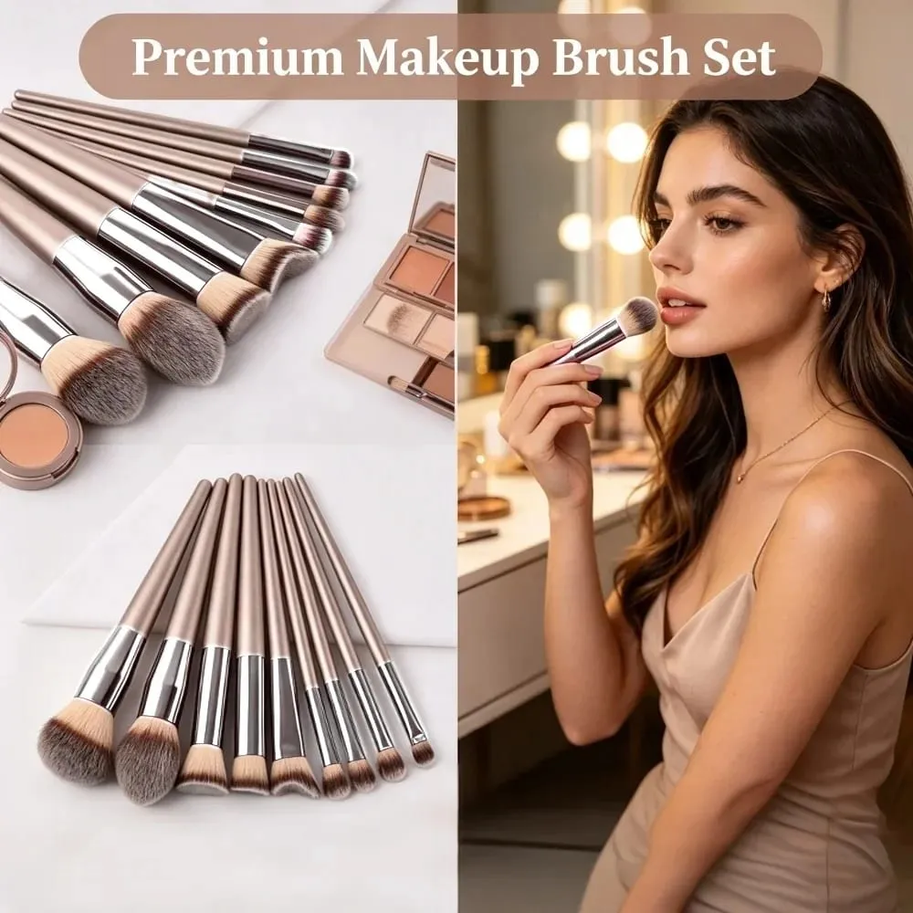 10 Makeup Brush Set Professional Foundation Concealer Powder Ögonskugga Blush Brush Blending Kosmetisk skönhetsverktyg för ansikte och ögon — image 2