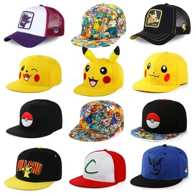 Pokemon Pikachu Berretto da baseball Anime Cartoon Figura Cosplay Cappello regolabile Donna Uomo Bambini Sport Berretti Hip Hop Giocattoli Regalo di compleanno — image 1