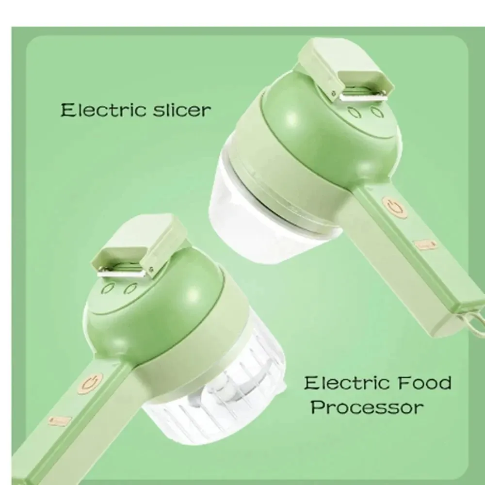 4 合 1 手持式電動切菜機無線食品加工機蔬菜切片機套裝辣椒蒜泥切碎烹飪小工具 — image 8