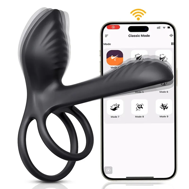 Remote Control Dual Penis Ring Vibrator para sa Mga Lalaki Delay Time Prostate Massager Cock Rings Twisting Vibrating Sex Toy para sa mga Lalaki