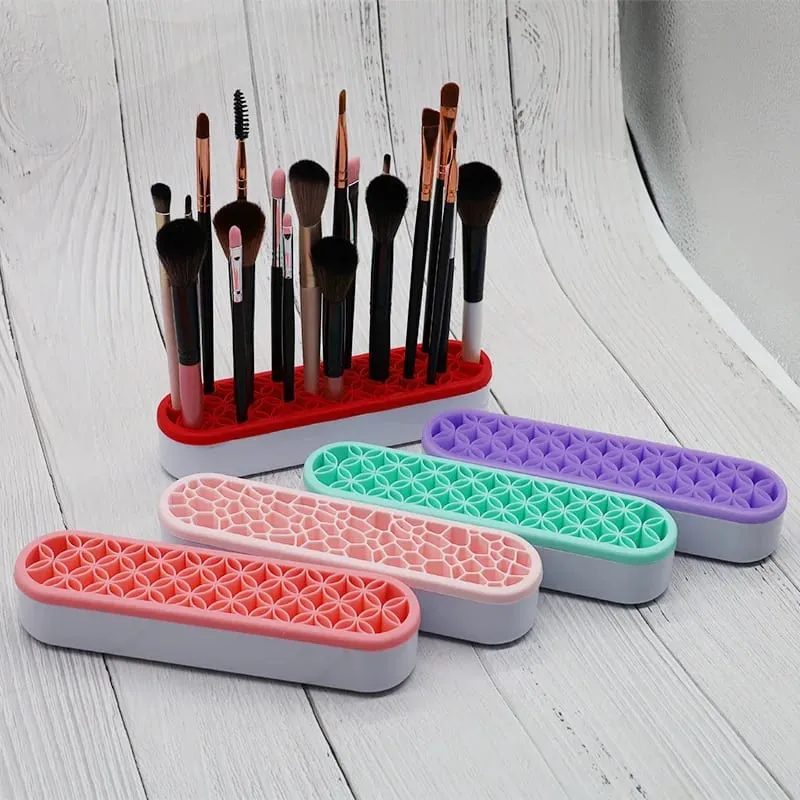 Silikon-Make-up-Pinselhalter, Ständer, Organizer, multifunktionales Desktop-Aufbewahrungsregal, Lochdesign für Pinsel, Stifte, Bleistifte — image 1