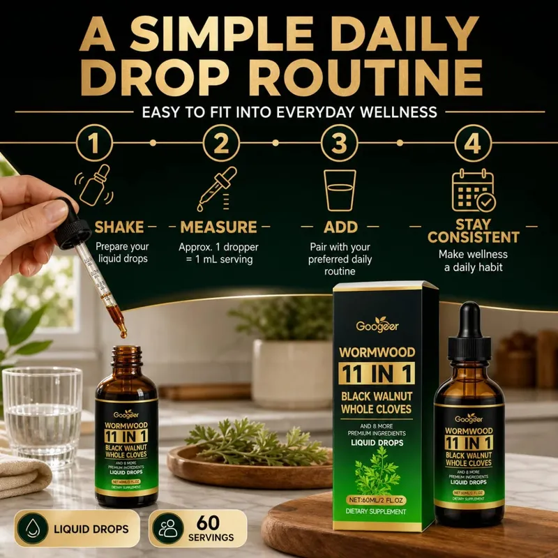 Wormwood 11 in 1 Liquid Drops - Black Walnut & Whole Cloves with Berberine Turmeric for Gut Health & Digestive Support 60ml — image 5