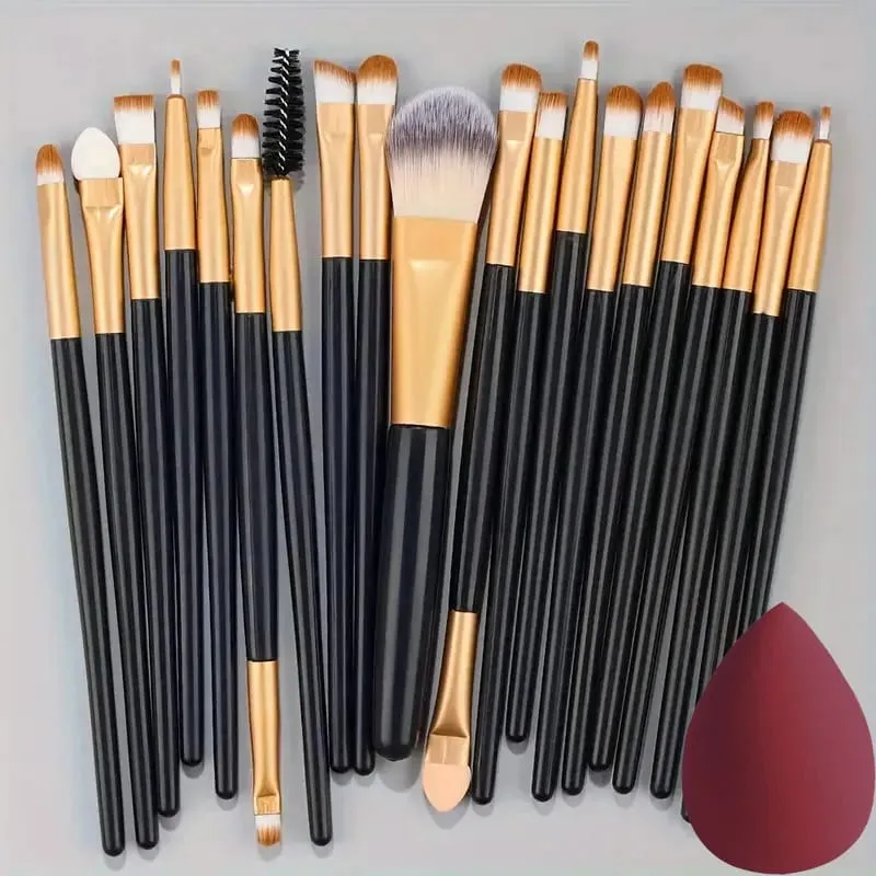 Sada 20ks štětců na make-up pro kosmetiku Foundation Blush Powder Eyeshadow Kabuki Blending Brush with Powder Puff Beauty Tools — image 11