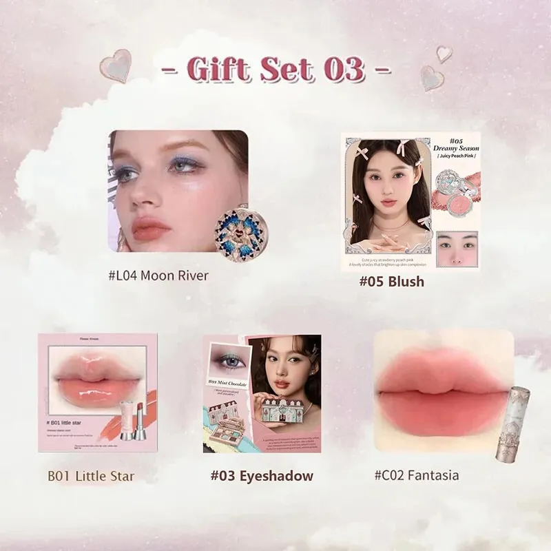 Flower Knows Kit per il trucco Set regalo completo per trucco professionale Sirena Angelo Evidenzia Cigno Rossetto Set da 5 pezzi — image 5