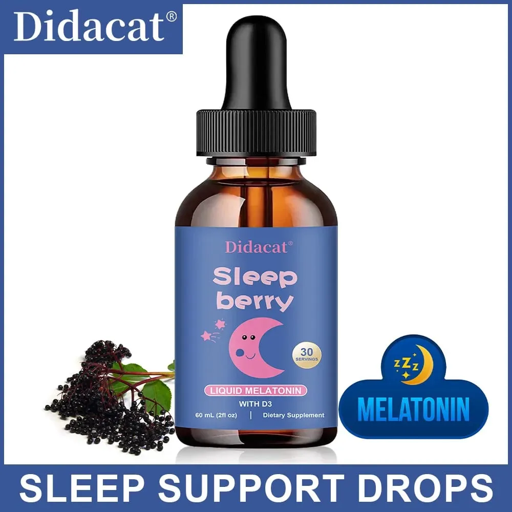 Liquid Melatonin - with Elderberry and Vitamin D - Immune System Sleep Support - Melatonin Drops — image 1